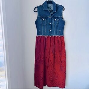 Upcycleco Tablecloth Denim Duster Vest
